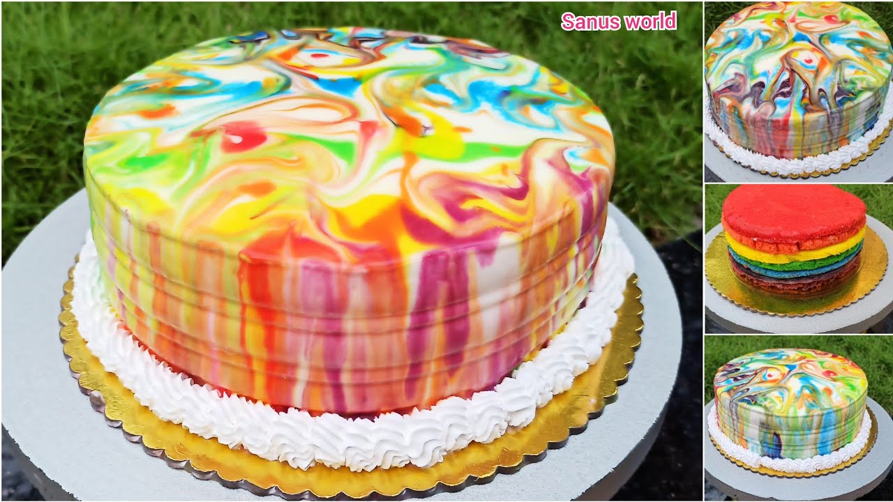 രുചിയൂറും സൂപ്പർ ടേസ്റ്റി rainbow കേക്ക്👌😋|Rainbow cake recipe malayalam|sanus world