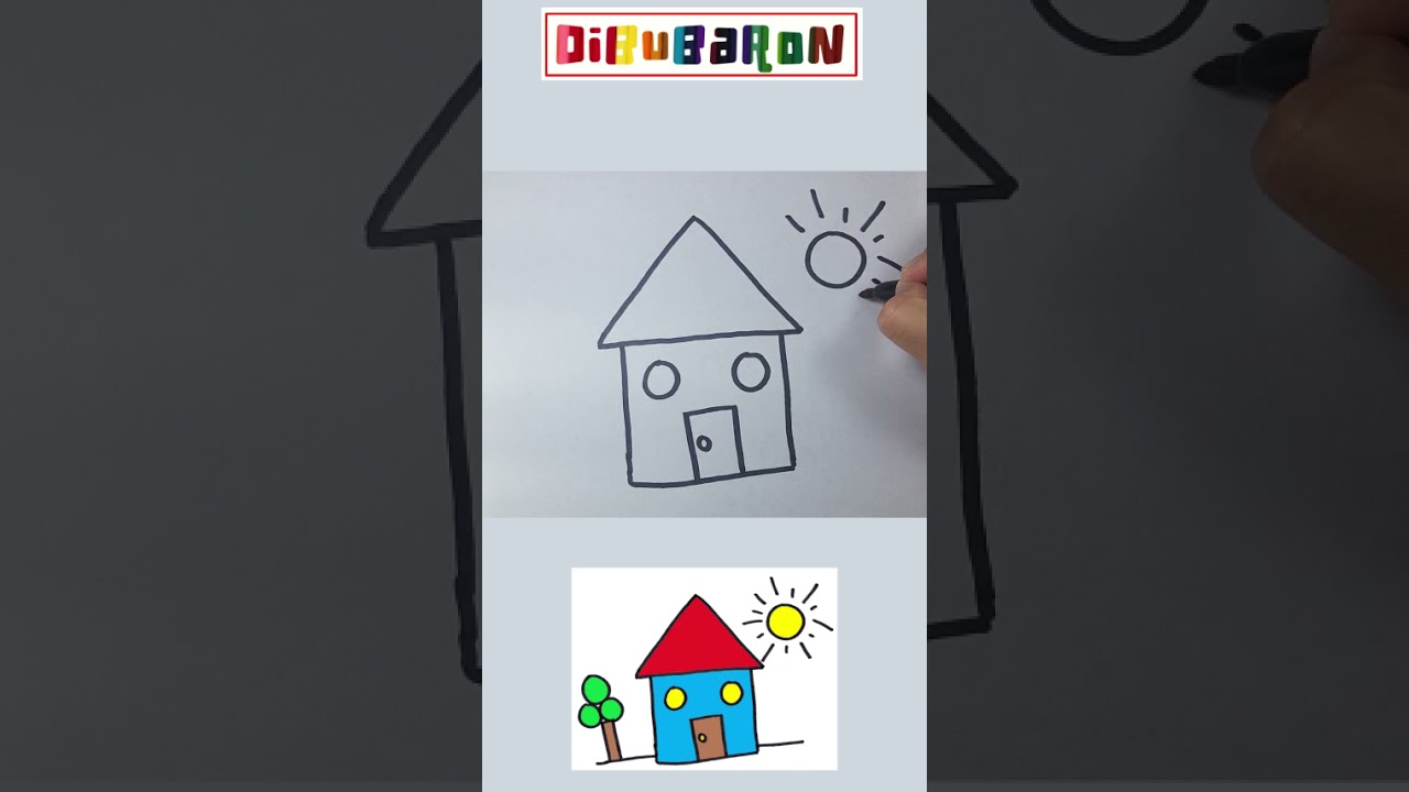 Dibuja una casa con figuras geom&eacute;tricas  🏠 🏡 🏘 Dibujos Sencillos - Dibubaron Speed Drawing