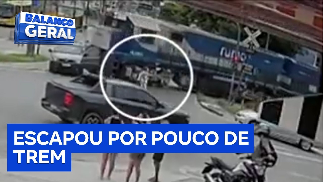 Motorista abandona veículo segundos antes de trem destruir carro em travessia