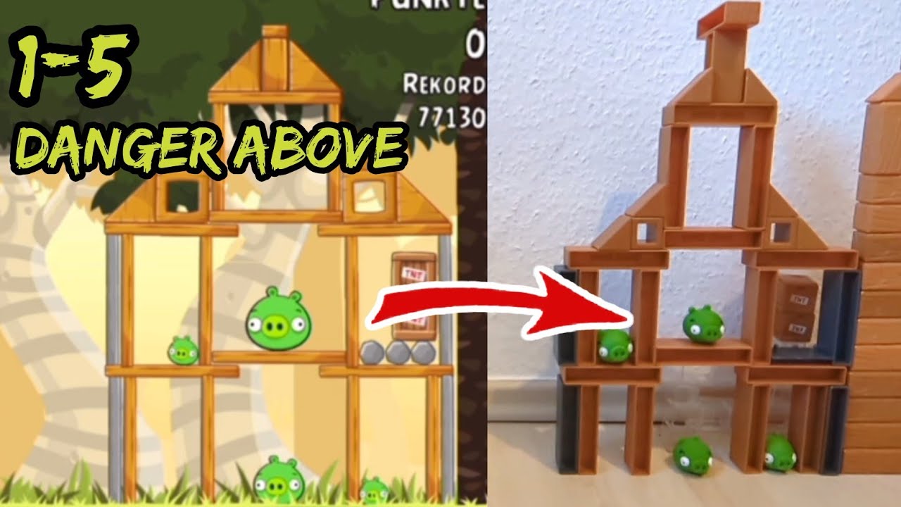 Recreating Angry Birds Classic Level with Mattel. Danger Above 1-5. Part 16.