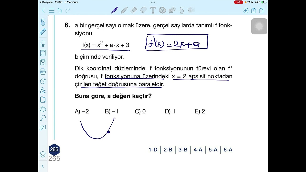 Türev geometrik yorum ergi yayınları soru çözüm 2 / 2026