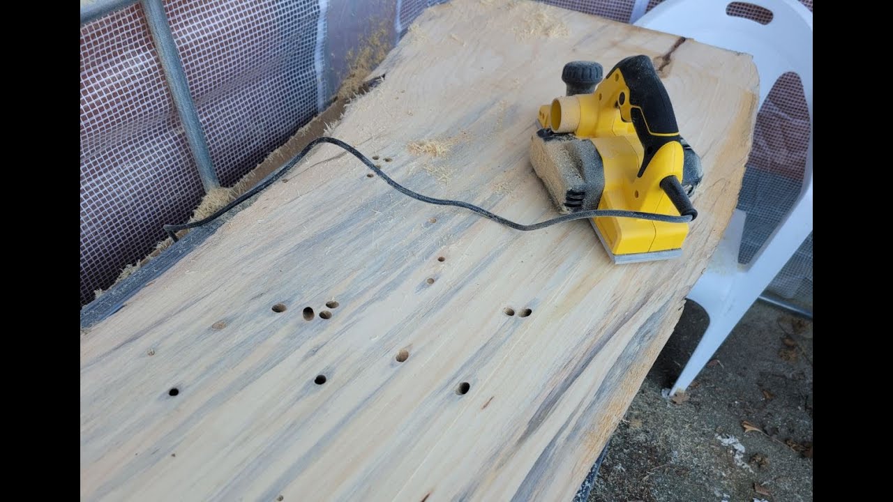 스텐리 전기 대패 사용. 원목 테이블 만들기 DIY 이게 되네. 정선꽃차아저씨