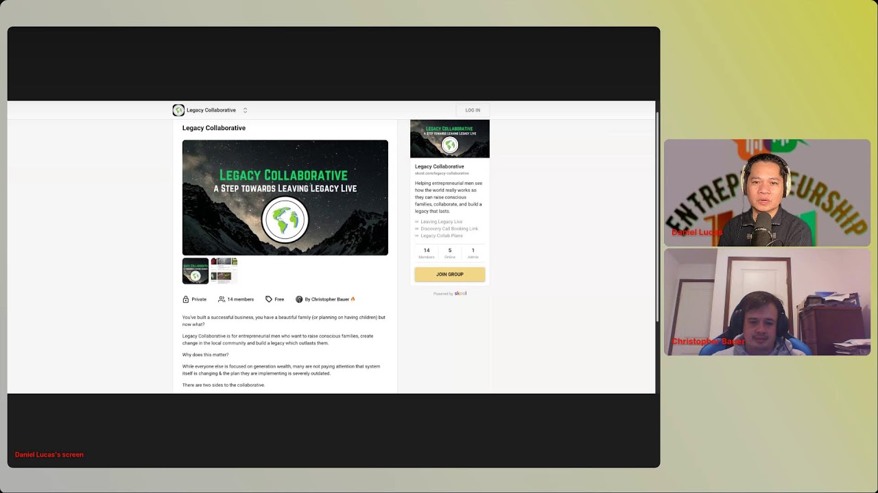 Entrepreneurship 101  in its first season, features Christopher Bauer  talking a
