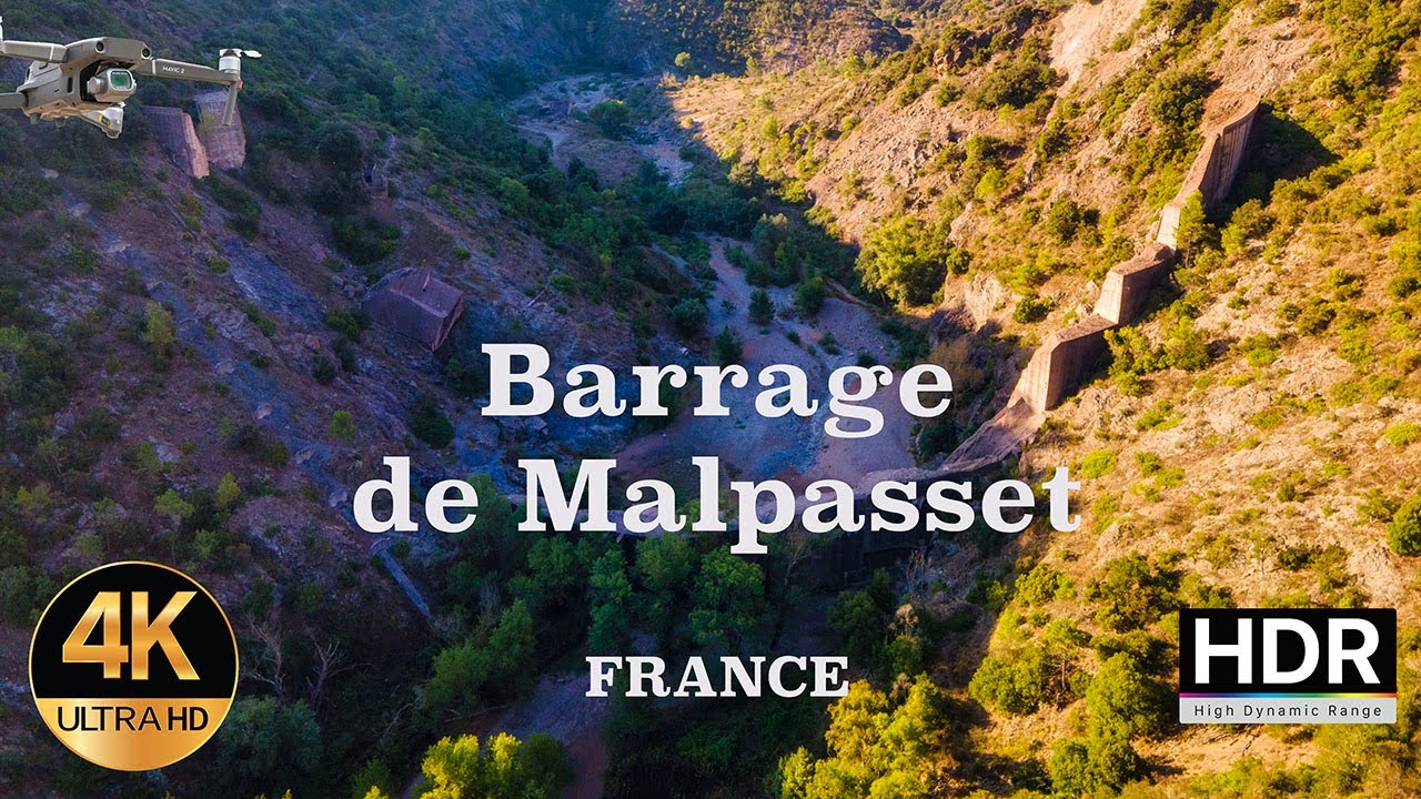 Barrage de Malpasset (FRANCE) - 4K HDR - Vues aériennes - Commentaires en français