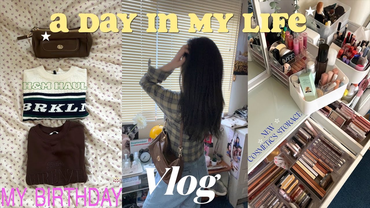 \VLOG/大好きな秋の始まり_1人行動が好きな私の1人時間を充分に楽しむ/誕生日前に美容DAYを詰め込む,コスメ収納を綺麗に