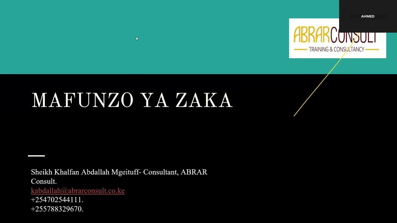 Mafunzo ya Zaka: Maana ya Zaka - Shm 1