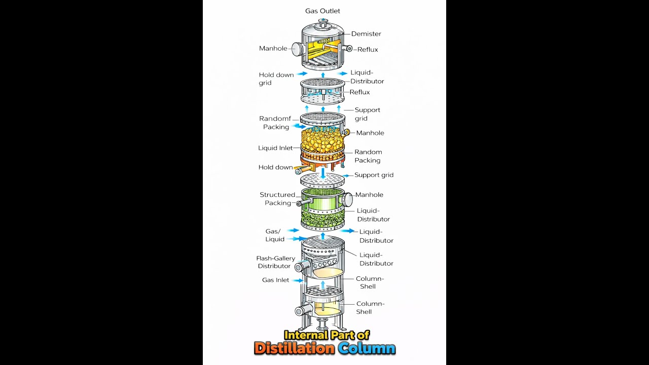 Distillation Columns Internal Parts | Column kay Internal Parts | Interview For Column | Main Parts