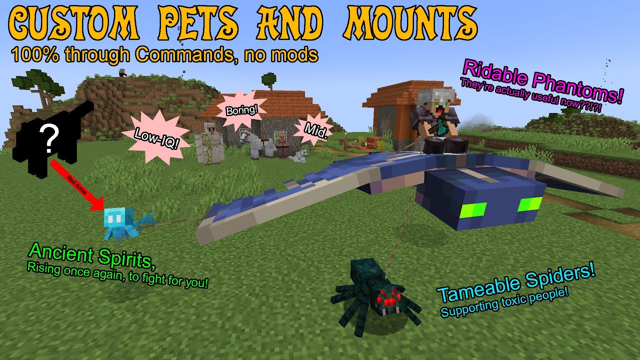 How to create custom Pets and Mounts in Vanilla Minecraft | Java 1.20.1 Command-blocking with Oweem