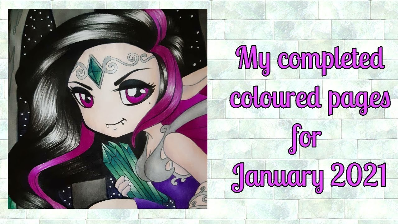 My completed pages for January 2021 | Adult colouring channel