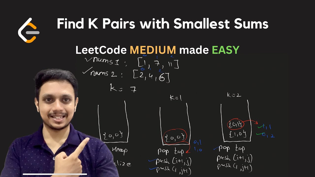 373. Find K Pairs with Smallest Sums | Min-Heap | LeetCode Daily Challenge