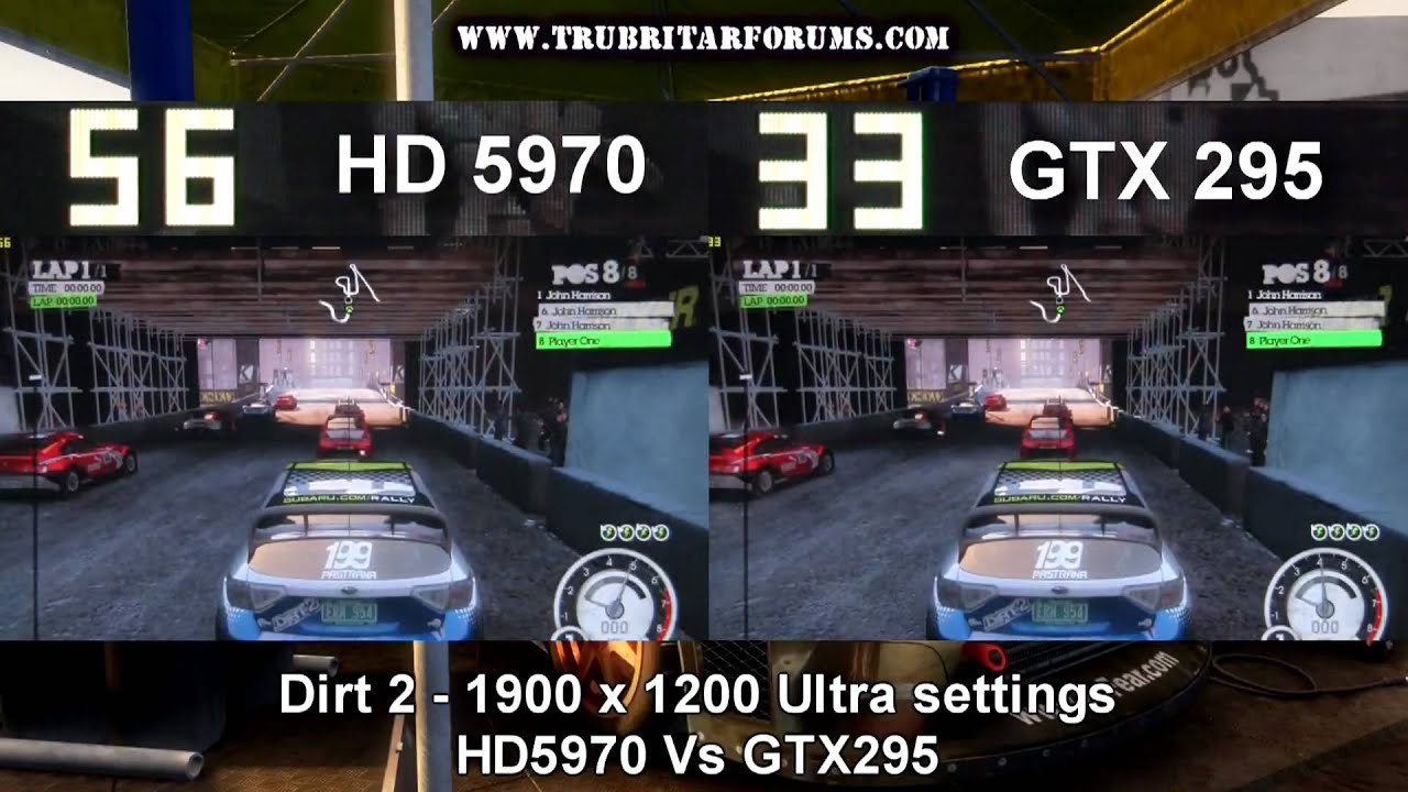(1080P) HD5970 Vs GTX 295 Dirt 2 Benchmark