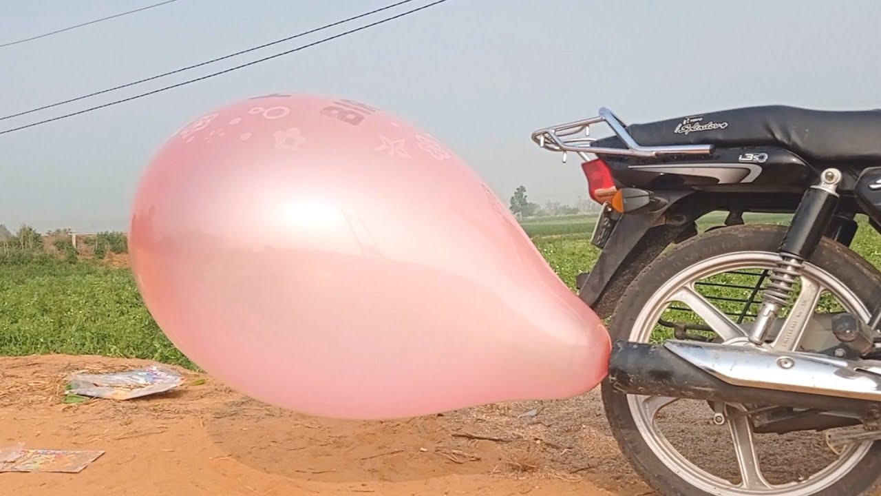 Bike silencer vs balloon experiment - super big balloon  - experiment any normal Bike