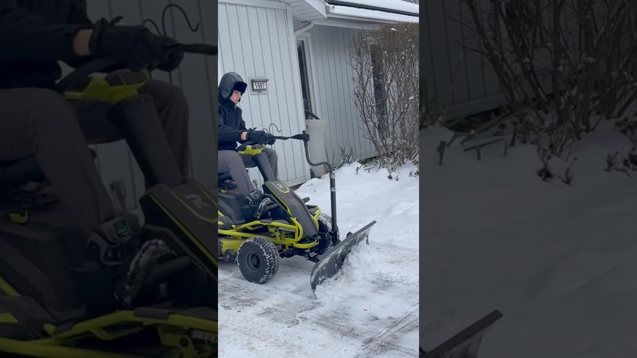 RYOBI MOWER PLOWS LIKE A CHAMP FOR IT'S 6TH WINTER! #ryobi #electricmower #snowplow #snow #brinly