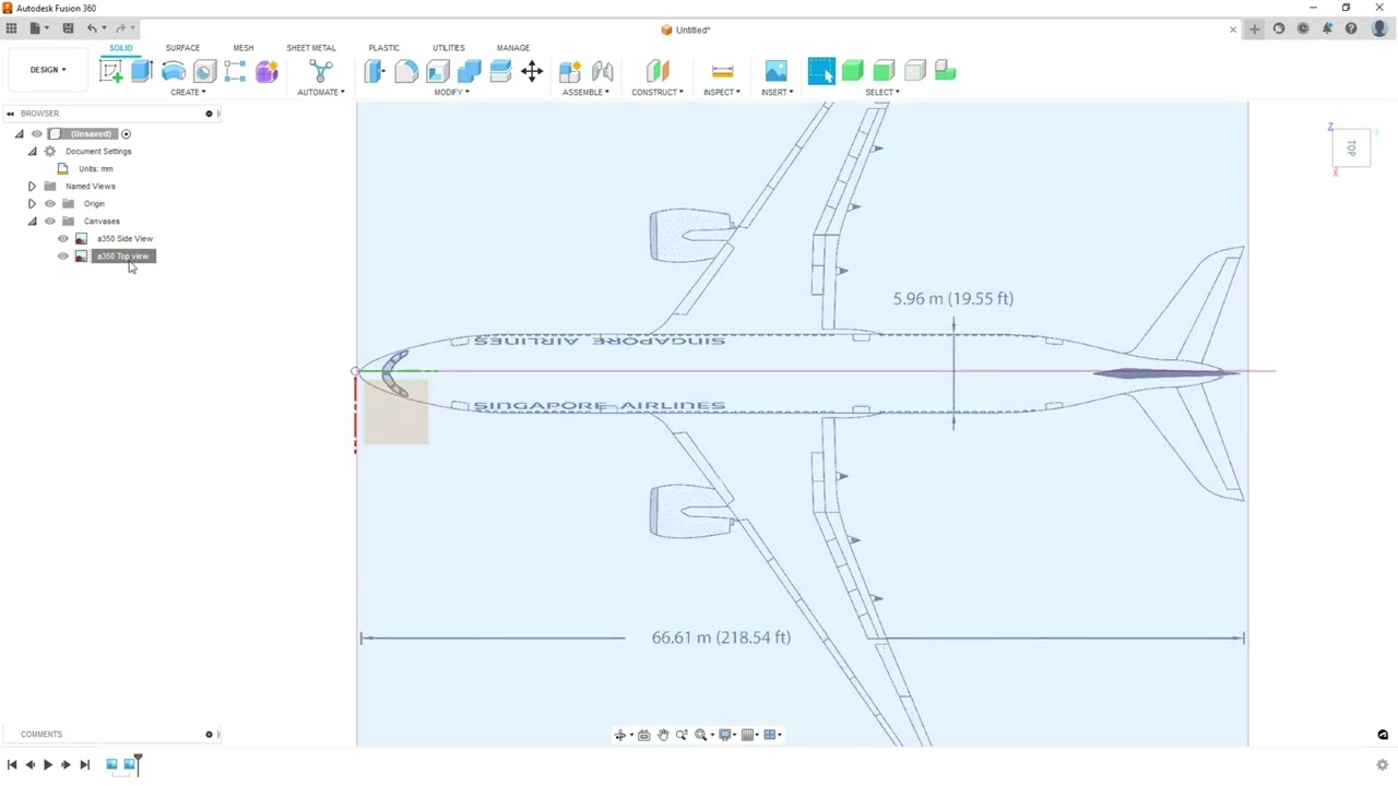 Fusion 360: вставка и масштабирование холста