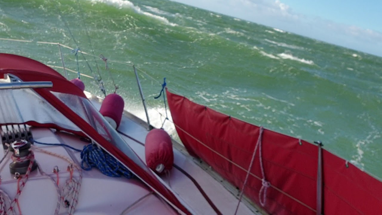 Sailing Gibsea 33 just out of Loch Ryan @ 30knots wind March 2019