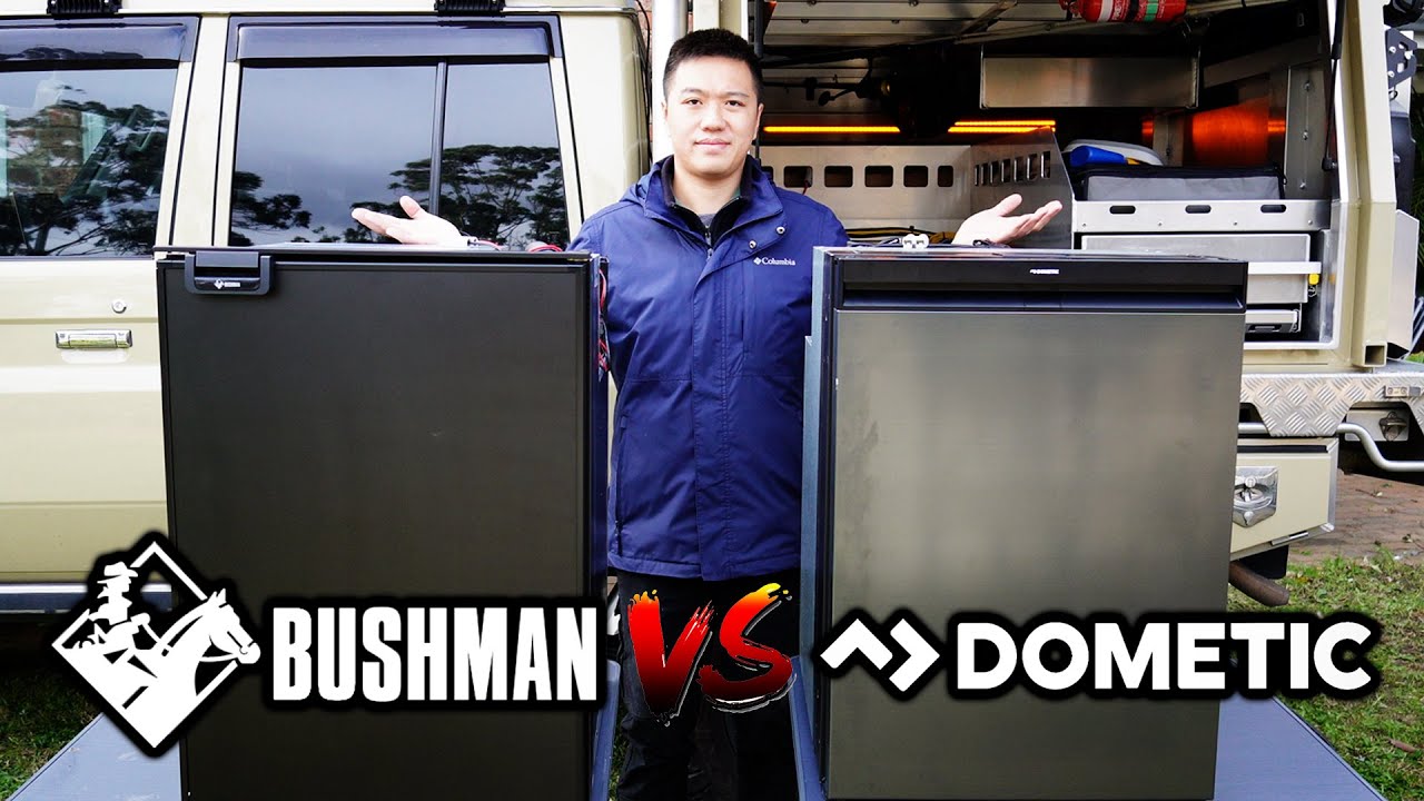Bushman DC-130X vs Dometic NRX115c upright fridge side by side comparison