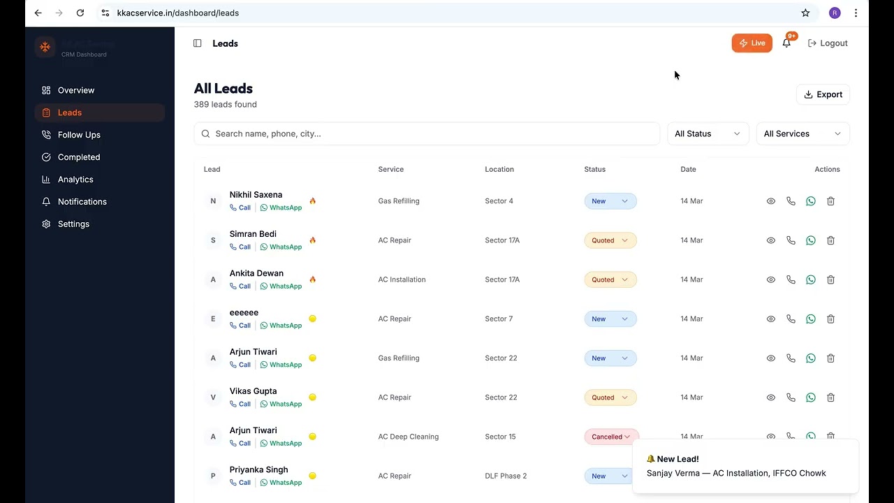 Lead Management CRM Preview