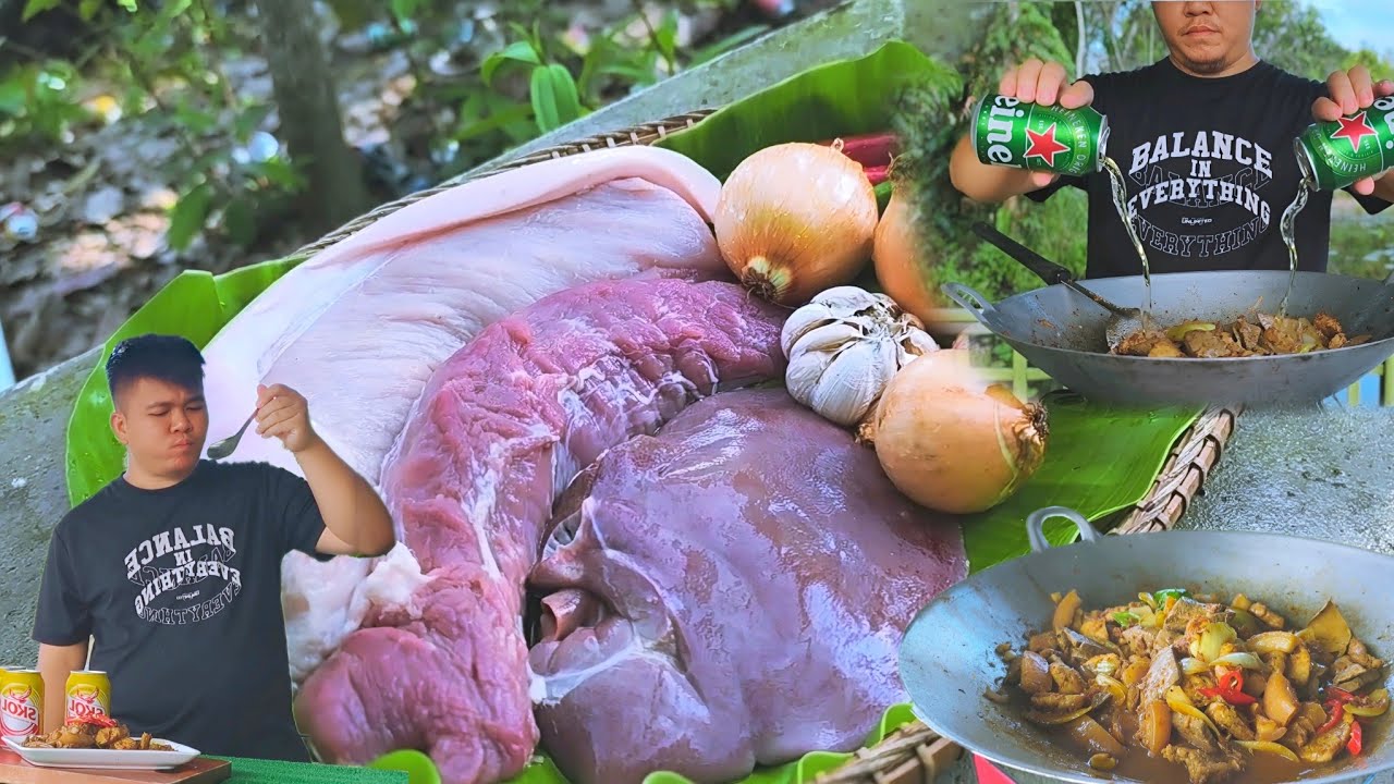 Пьяная свинина с печенью и красным тофу. Никогда не думал, что пиво может сделать свинину такой в...
