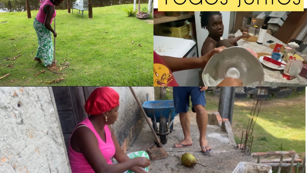 Limpei quintal meus filhos todos juntos de novo/abrir muitos 🥥.