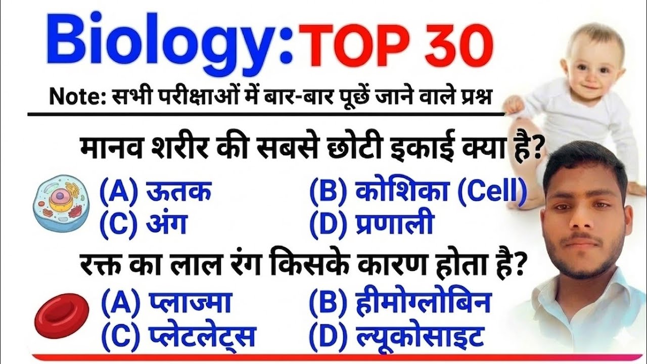 TOP 30: Biology GK || जीव विज्ञान के महत्वपूर्ण प्रश्न || Biology Important Questions & Answers 