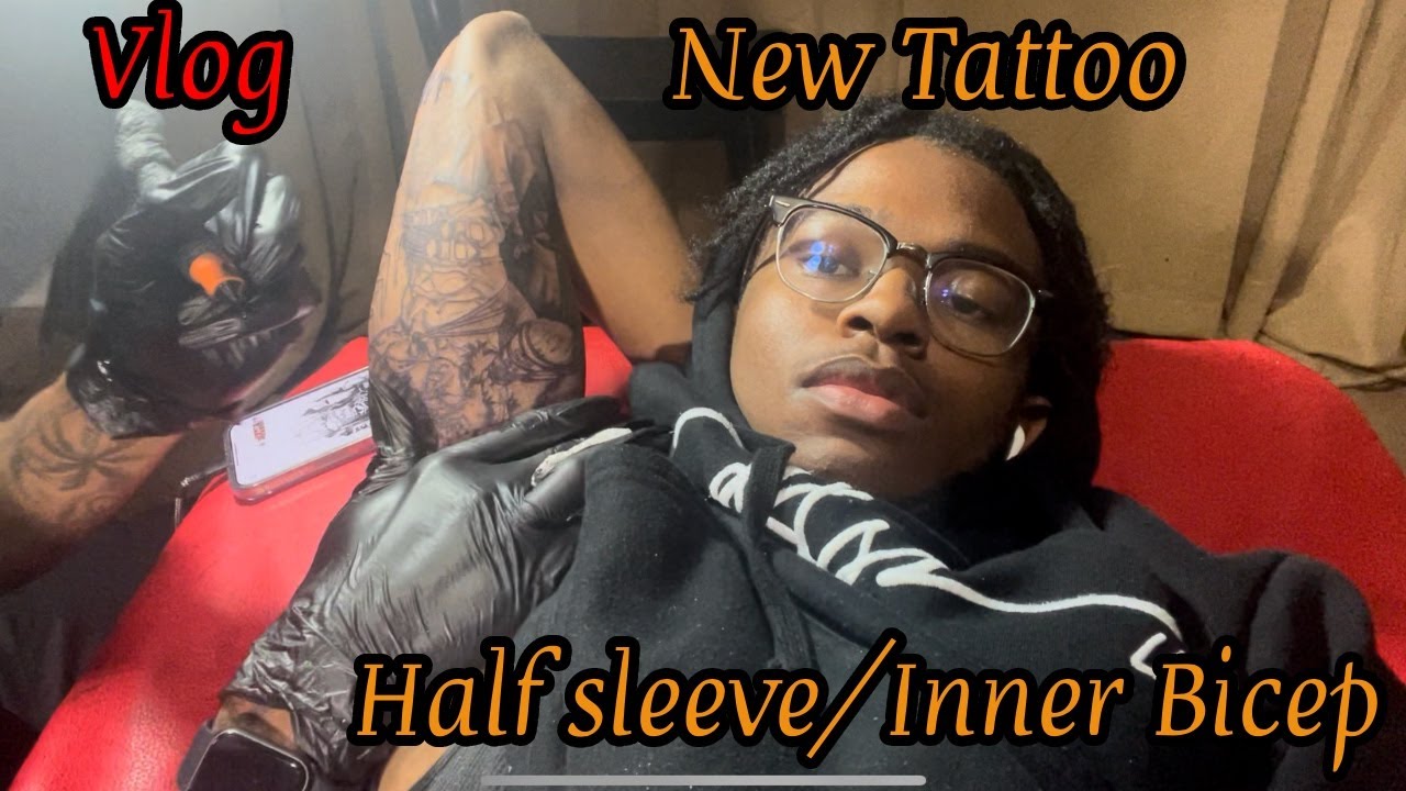 My New Tattoo! Inner Bicep, Half Sleeve, PAIN, And Tattoo Vlog