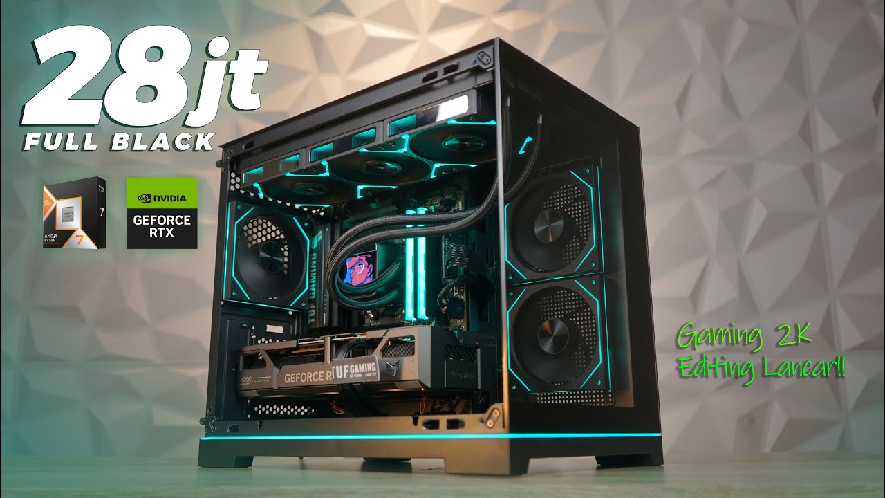 Rakit PC Full Black Ryzen 7 9700X, RTX 5060 TI, Tecware VXN Glow