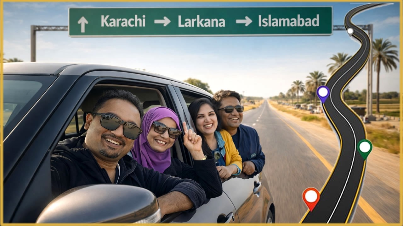 Karachi to Islamabad via Larkana by car | Road Trip 2026 with Friends 🚗✨