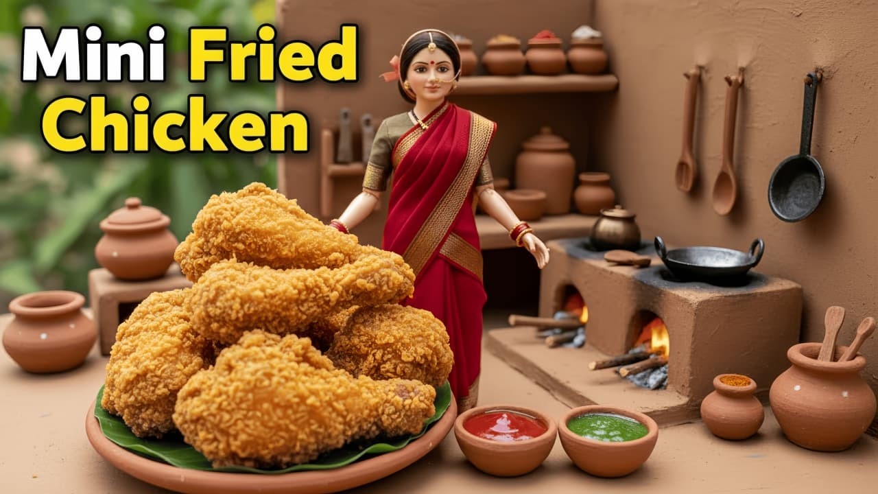 Miniature Doll Makes Crispy KFC Fried Chicken ASMR