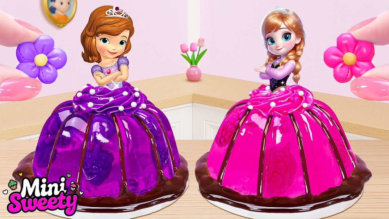 Pastel de Gelatina de Princesa de Chocolate 💗 Delicioso Mini Pastel Arcoíris de Princesa 💗