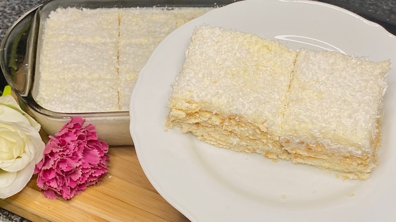 no bake coconut cake  كيكة جوز الهند بدون فرن