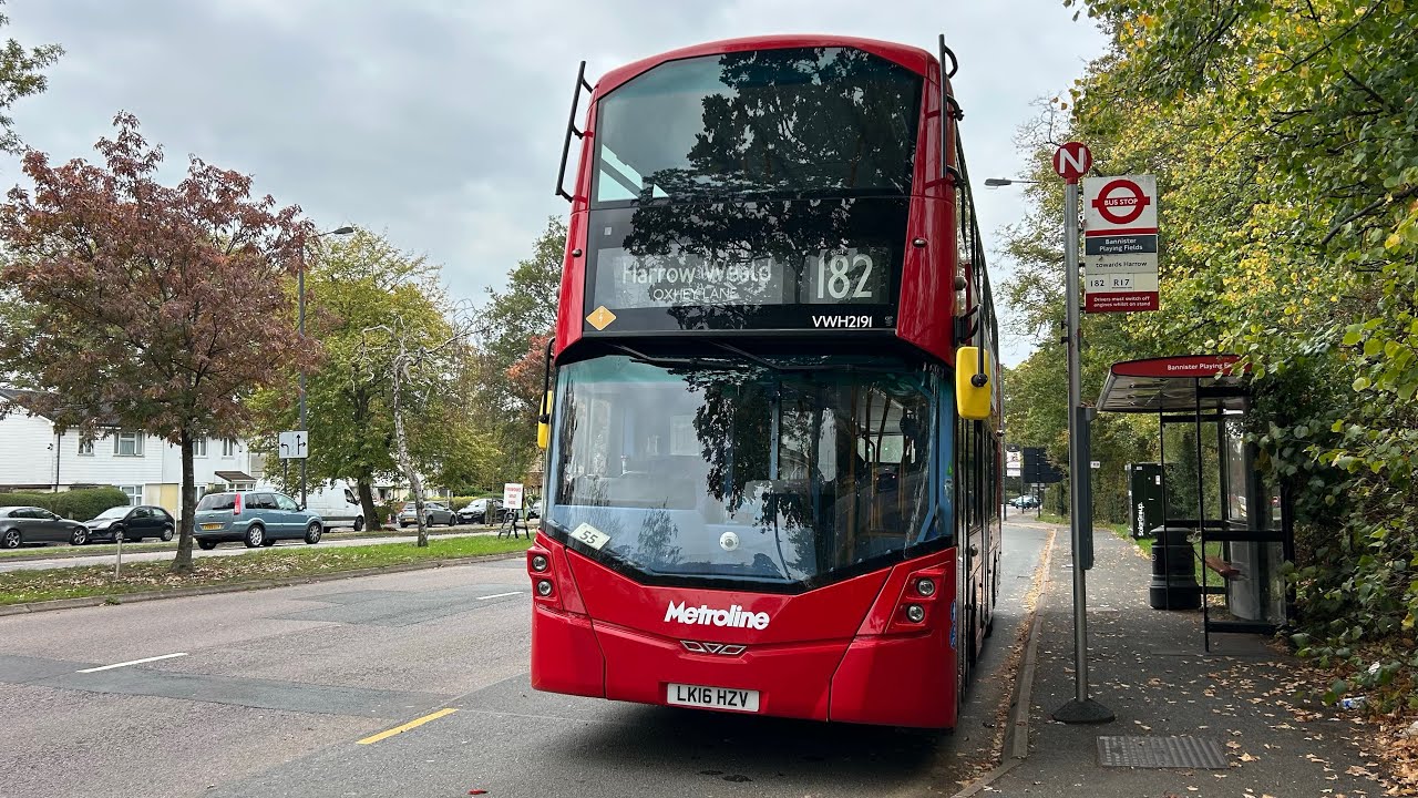 FULL ROUTE VISUAL|Metroline London Route 182 Harrow Weald Oxhey Lane - Brent Cross VWH2191 LK16HZV