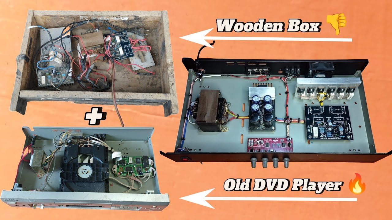 Perbaikan power amplifier dengan box kayu ke box dvd jadul