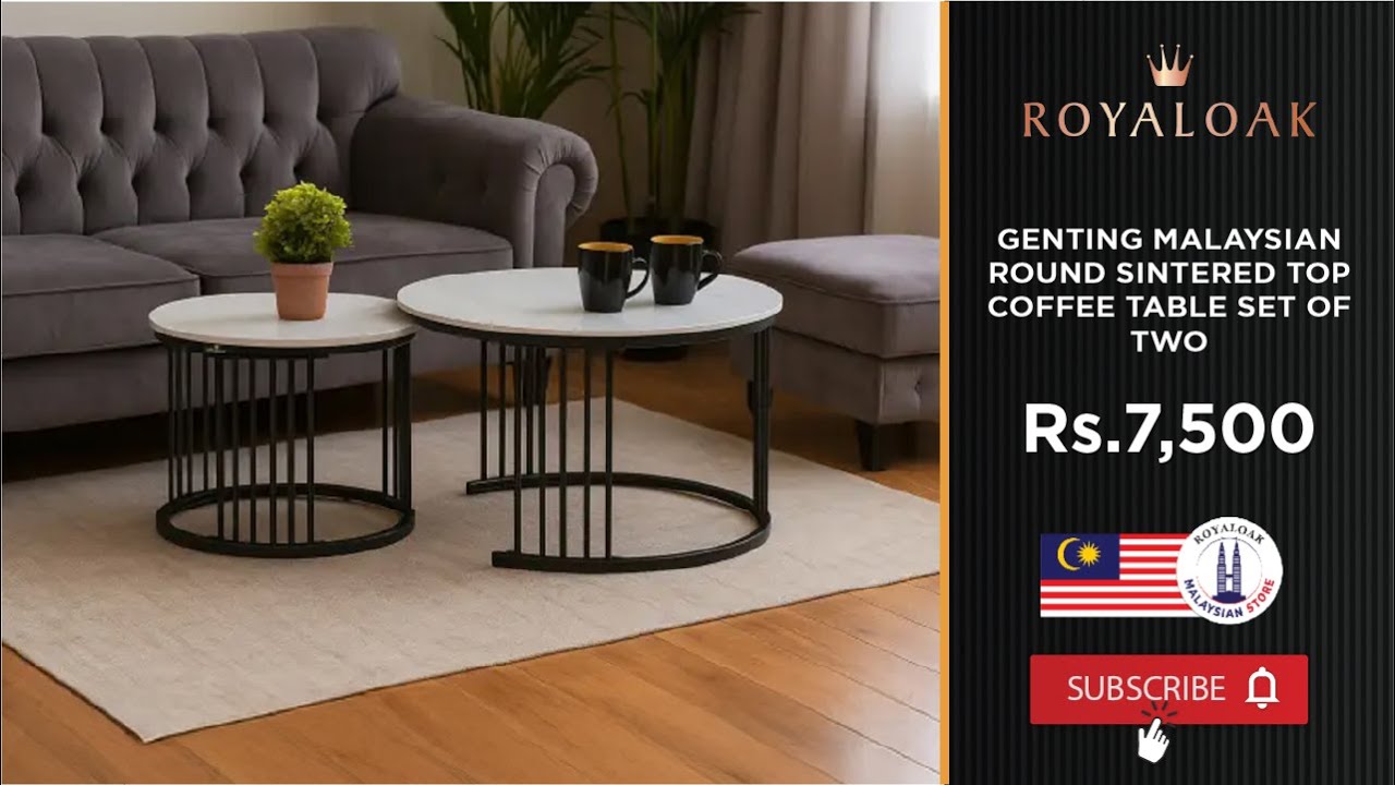 Royaloak | Genting Malaysian Round Sintered Top Coffee Table Set Of Two