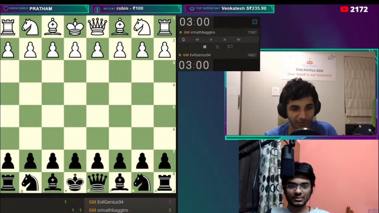 Two Grandmaster plays Antichess GM vidit vs GM srinath || Watch full stream @Vidit Gujrathi