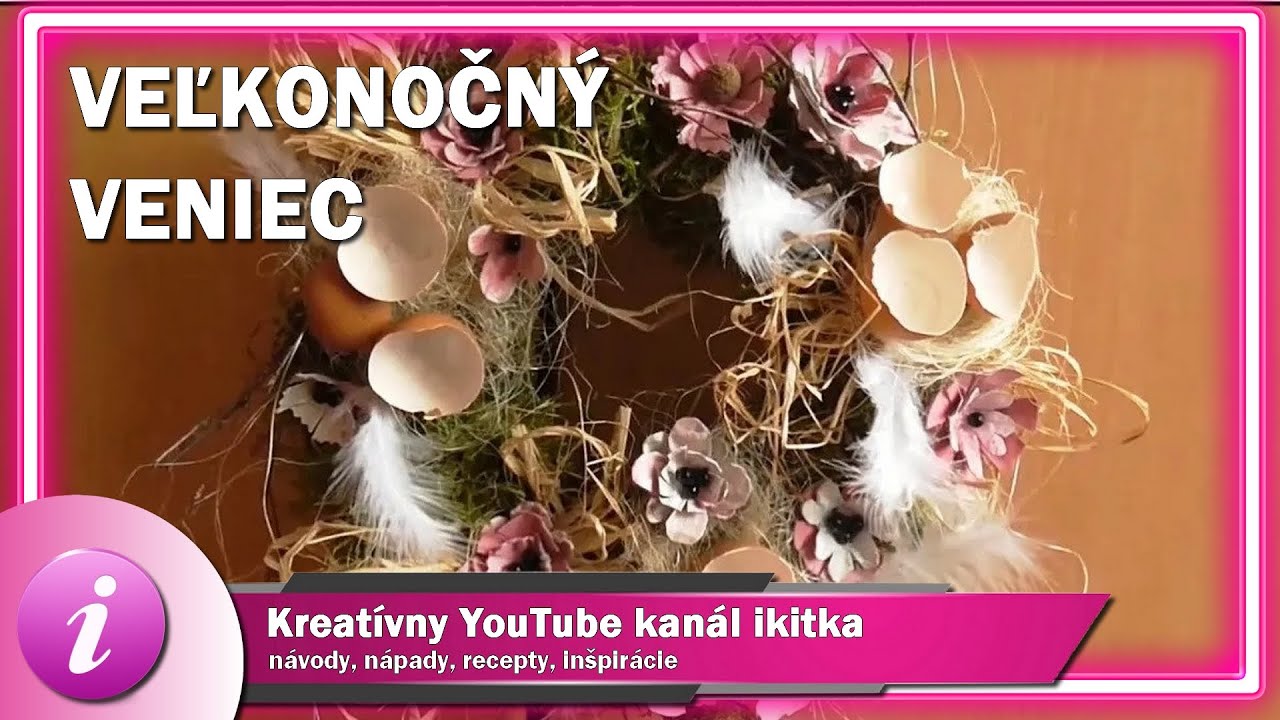 Veniec na dvere (veľkonočný venček zo škrupiniek a papierových kvetov)