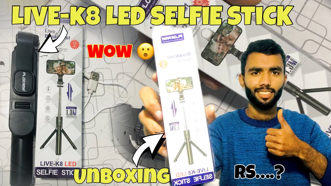 LIVE-K8 LED SELFIE STICK | Unboxing And Review | Low Periz Tripod￼ And Selfie Stick New #moveon ￼