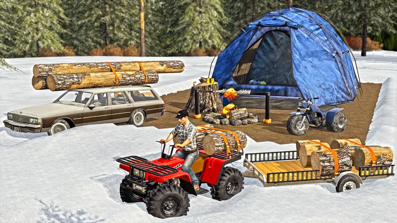POOR REDNECK CAMPING IN SNOWSTORM! (NO MONEY) | FARMING SIMULATOR 2019