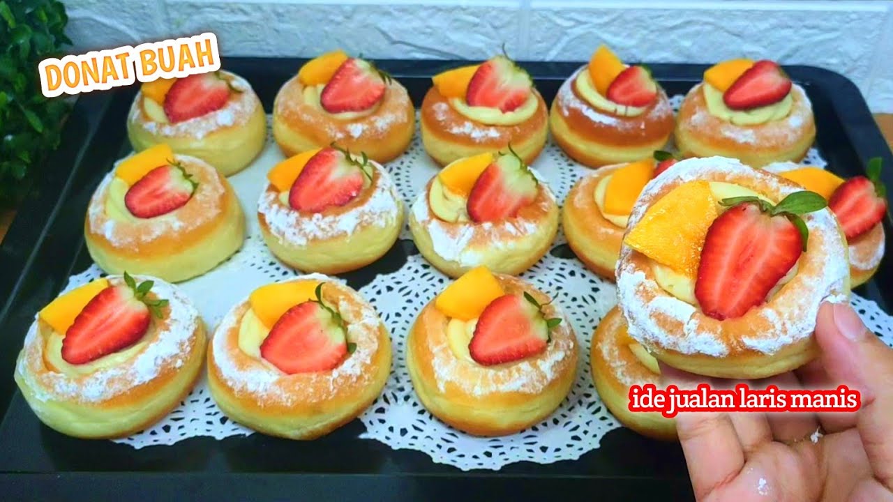 RESEP DONAT BUAH LEMBUT DAN FLUFFY DENGAN VLA SUSU - COCOK UNTUK IDE JUALAN