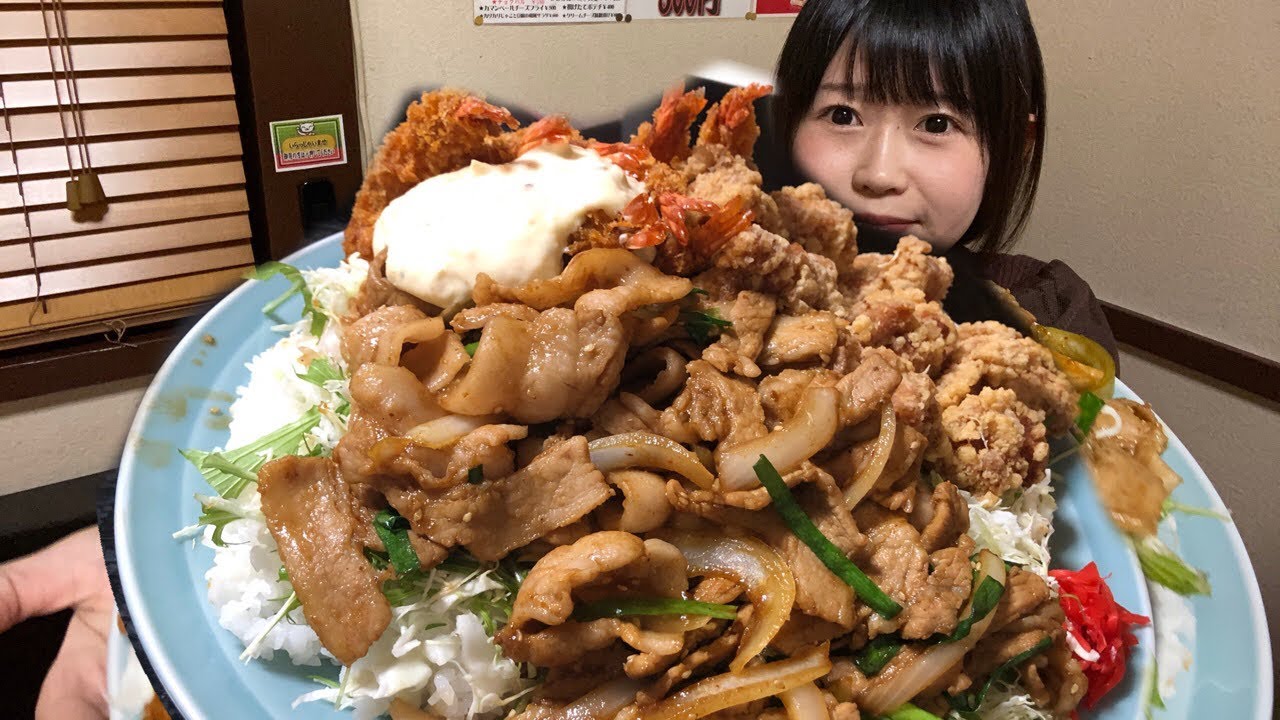 焼肉唐揚げ海老フライ丼4kgを食べながらMちゃんとゆるトーク配信