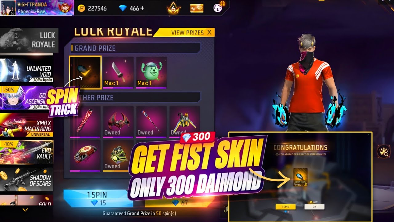 ITADORI ROYALE EVENT SPIN FF, DIVERGENT FIST SKIN EVENT, FF NEW EVENT, FREE FIRE NEW EVENT TODAY