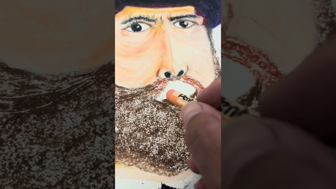 Oil Pastel Portrait Claude Monet - step by step 