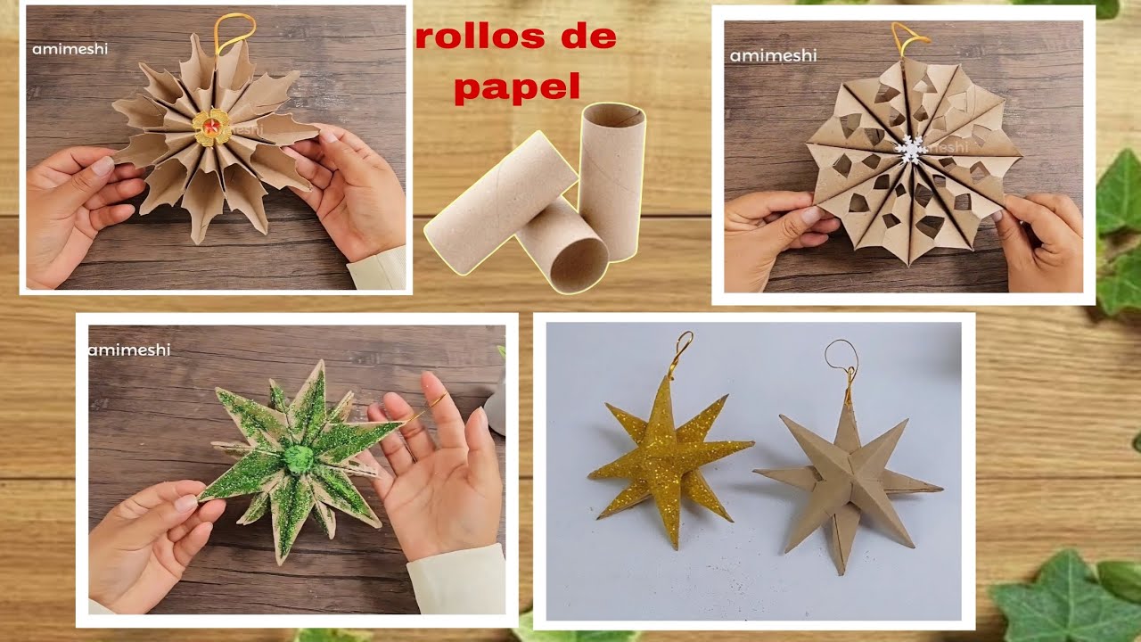 4 increíbles ideas de estrellas 🌟 con rollos de papel higiénico. Geniales ideas de reciclaje 😍 