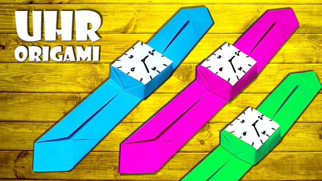 ⏱ Uhr basteln Orgami Armbanduhr aus Papier falten - paper wrist watch DIY craft [4K]