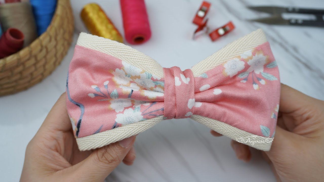 Pinky Fabric + Ribbon Bow Hair Accessories 😍 How to Make a Bow out of Ribbon and Fabric