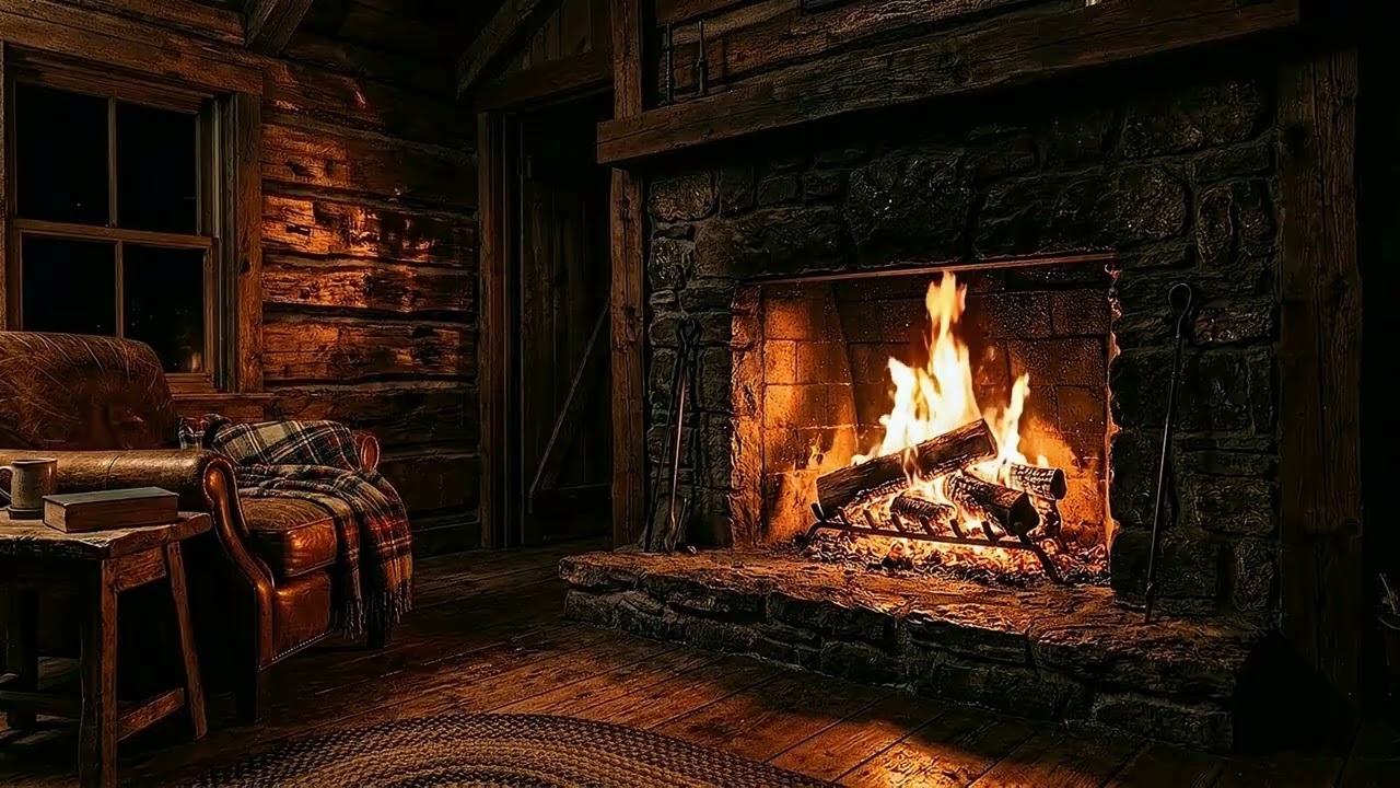Cozy Fireplace in a Wooden Cabin 🔥 Relaxing Fire Sounds for Sleep, Study & Relaxation