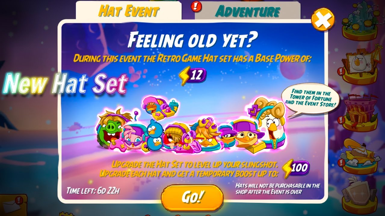 Unlocking Retro Game Hat Set in Angry Birds 2 Tower of Fortune