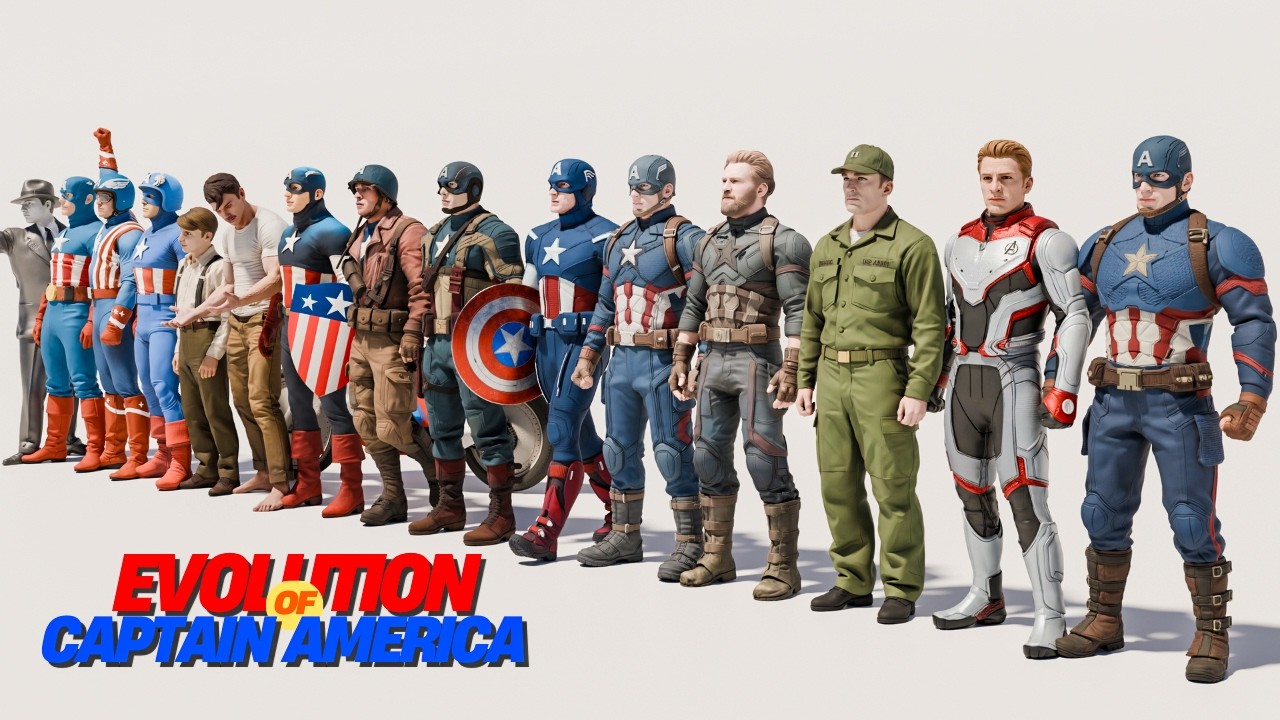 Evolution of Captain America Suits (1944&ndash;2025) | 3D Comparison