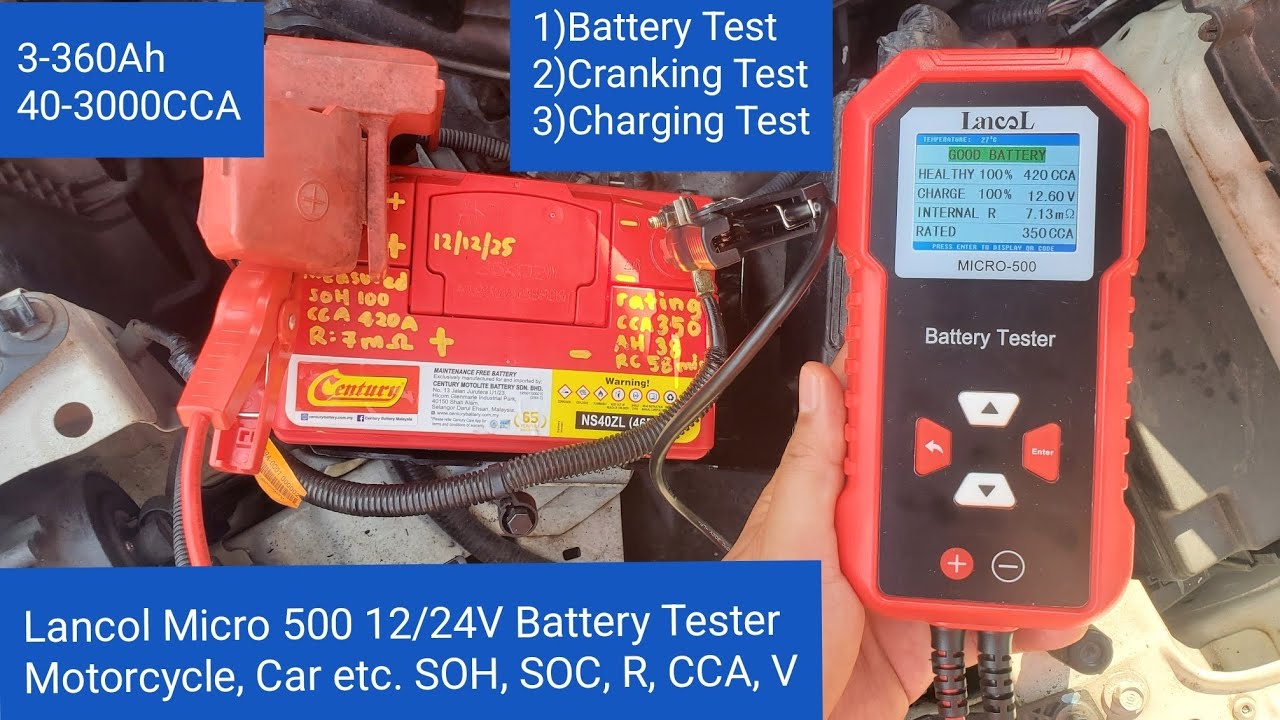 Lancol Micro 500 Battery Tester for Car Motorcyle 3-360AH 40-3000CCA SOH SOC CCA Internal Resistant