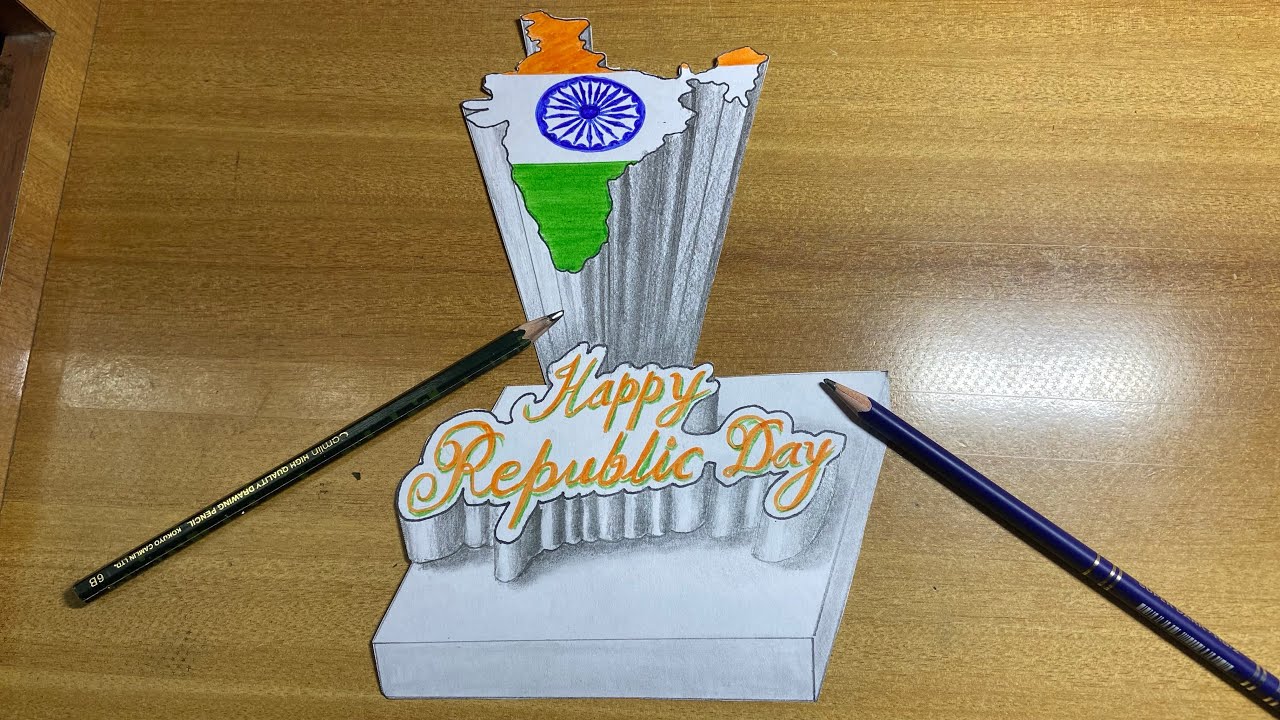 Republic Day Drawing | 3d Drawing | Happy Republic Day Drawing | India Map Drawing | #art #3dart