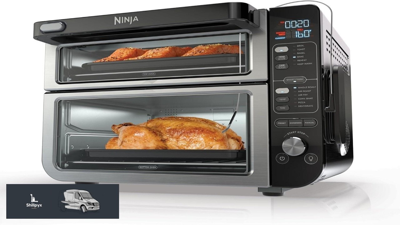 Ninja DCT451 12 in 1 Smart Double Oven with FlexDoor Thermometer FlavorSeal Smart Finish